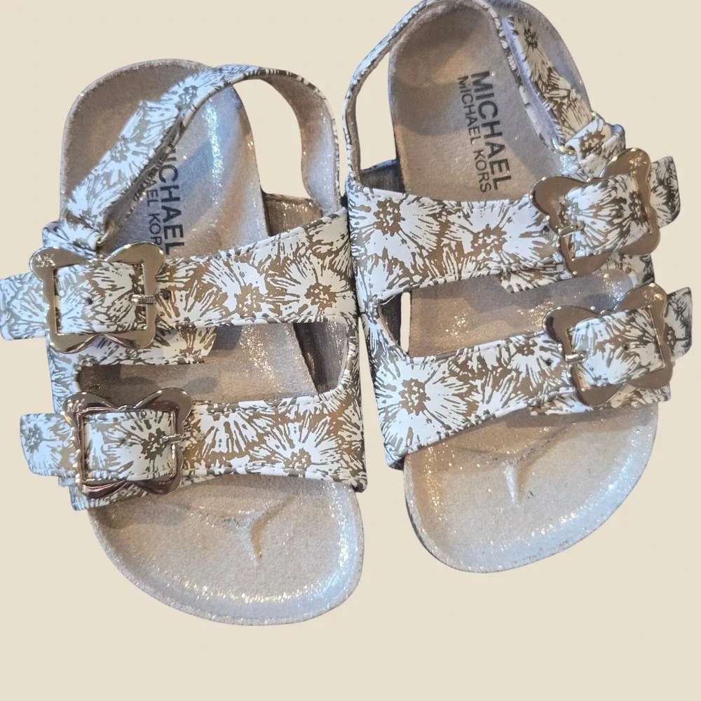 Michael Kors Ethel Cosmos Toddler Girls Floral Buckle Slingback Sandals‎ Size 7